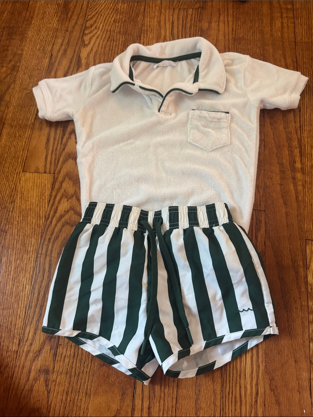 Minnow terry cloth polo and bathing suit